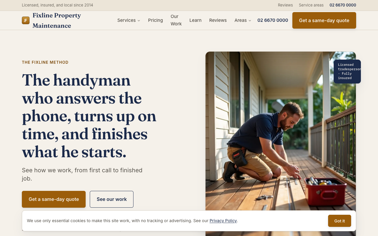 Fixline Property Maintenance home screenshot
