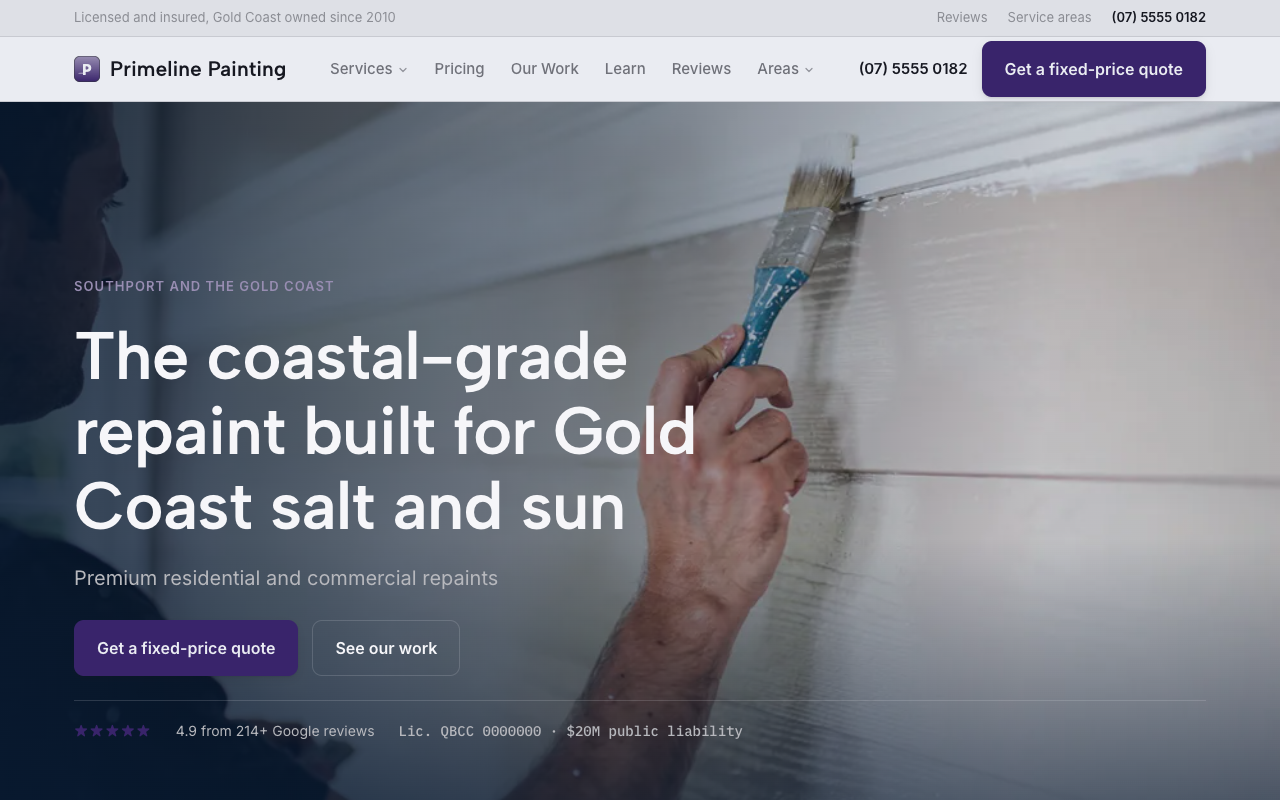 Primeline Painting homepage