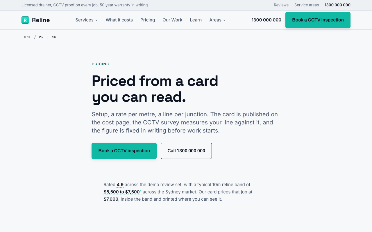 Reline pricing page