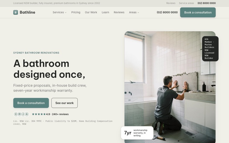 Bathline Bathroom Co home page