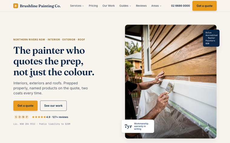 Brushline Painting Co. home page