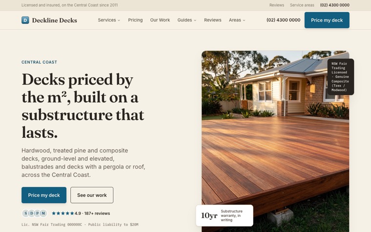 Deckline Decks home page