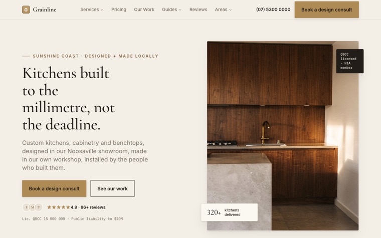 Grainline Kitchens & Cabinetry home page